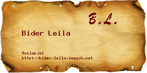 Bider Leila névjegykártya